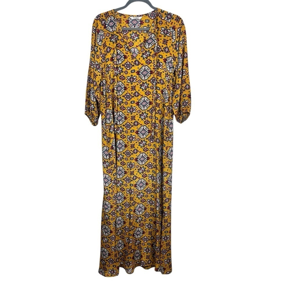 Tucker Silk Maxi Dress Graphic Print Long Sleeves